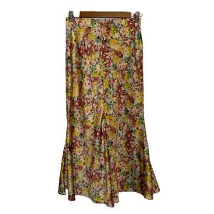 J Crew Flared Slip Florence Skirt in Painterly Floral Size XS Pull On Satin